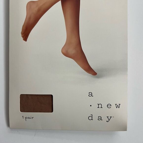 A New Day High Waist Control Top Sheer Stockings Tights - Pecan/Nude M/L - Picture 3 of 6